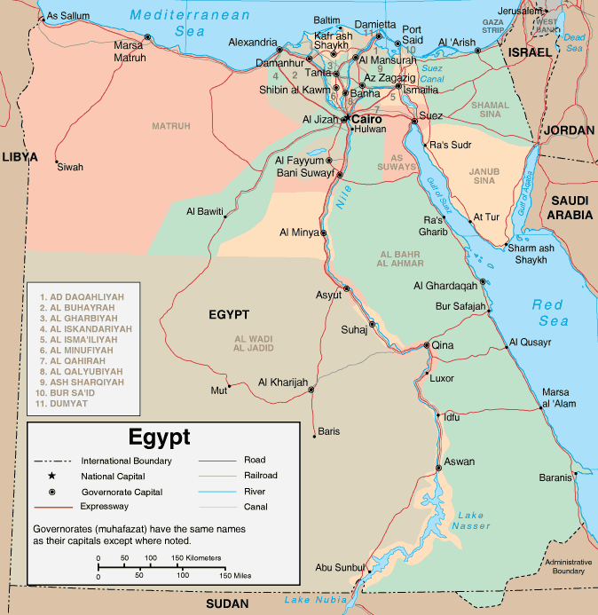 Map, Modern Egypt